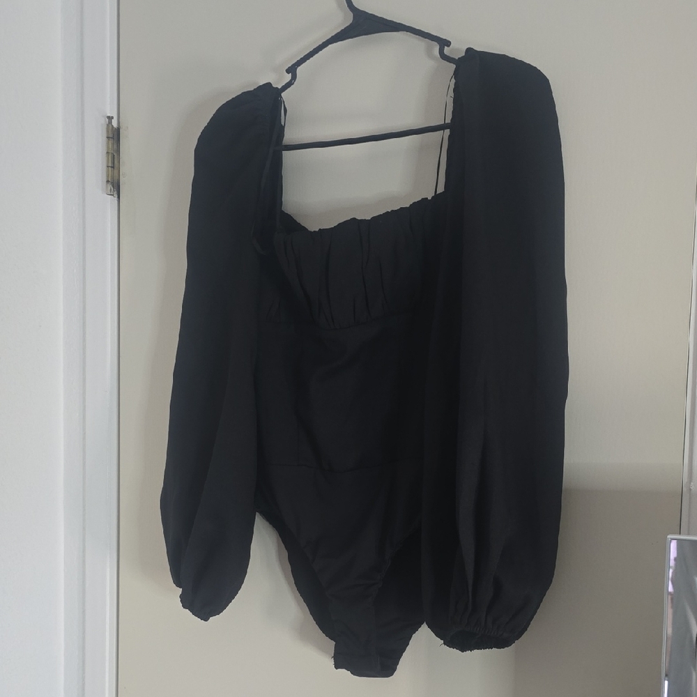 Princess Polly Elegant Ruffled Black Laura Women's Bodysuit (NWT)(4) ✨️🖤✨️